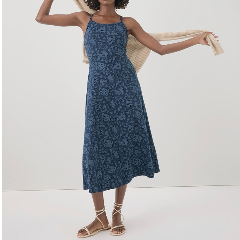 Pact Blue Floral Midi Dress